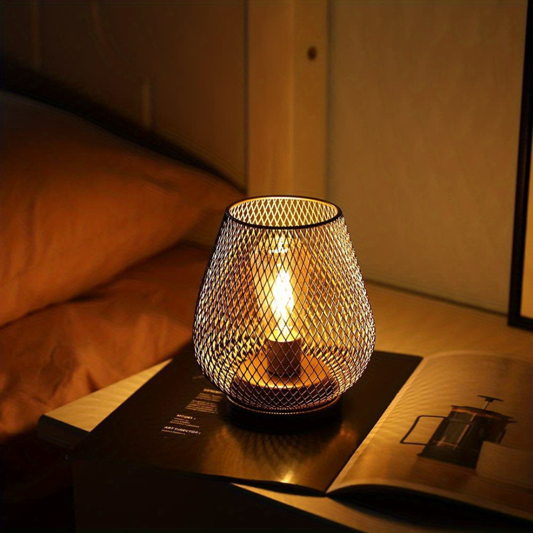 Cordless Metal Mesh Table Lamp – Rechargeable Warm White LED 10