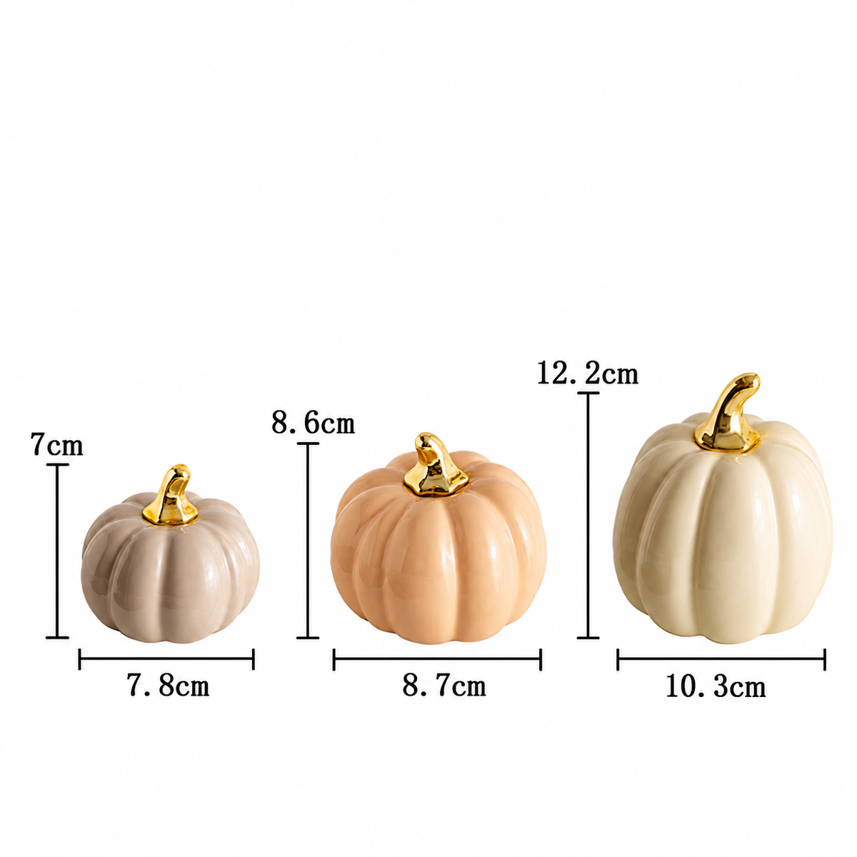 Matte Ceramic Pumpkin Set of 3 for Autumn Decor