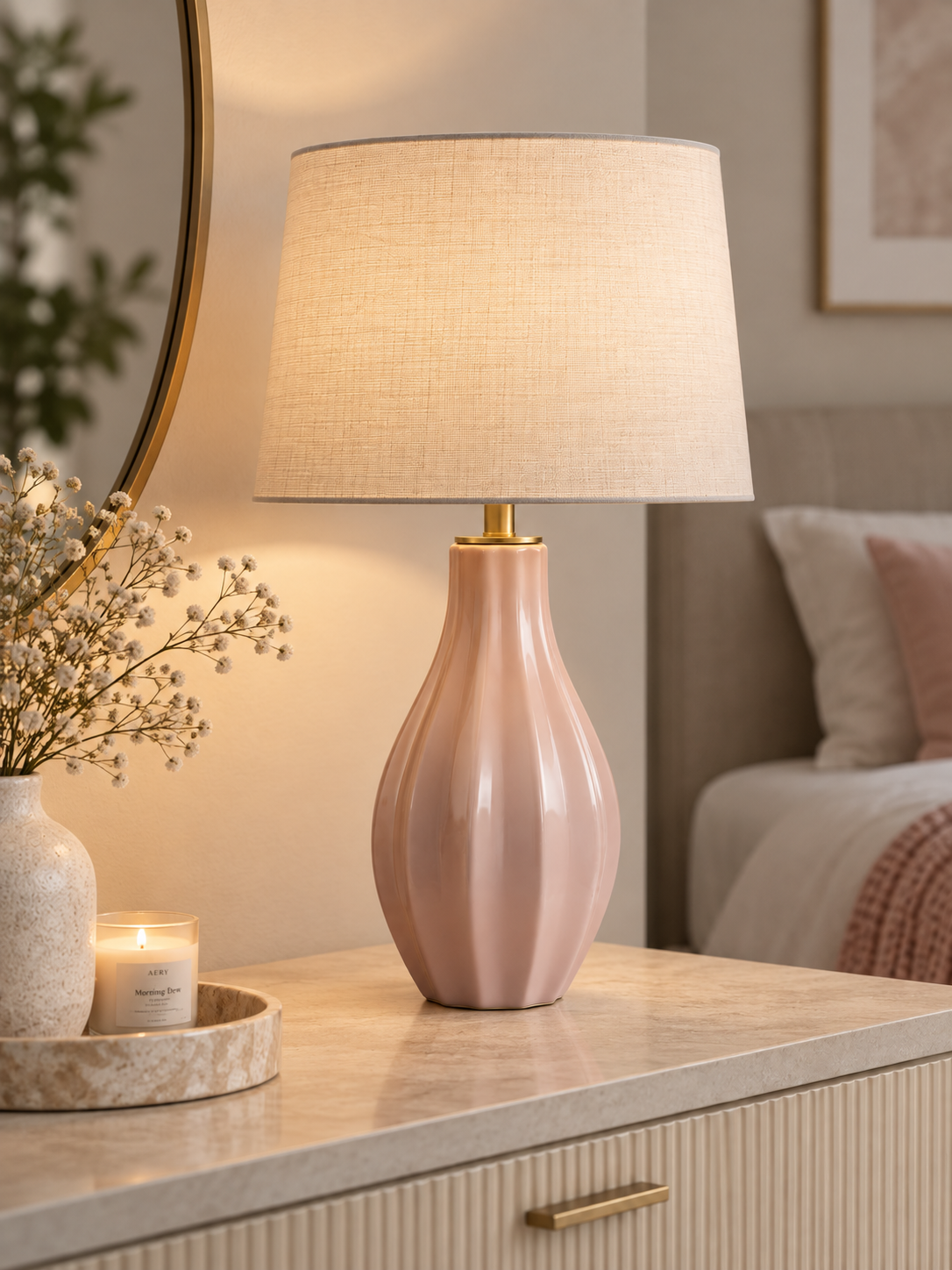 Ceramic Table Lamp with Fabric Shade