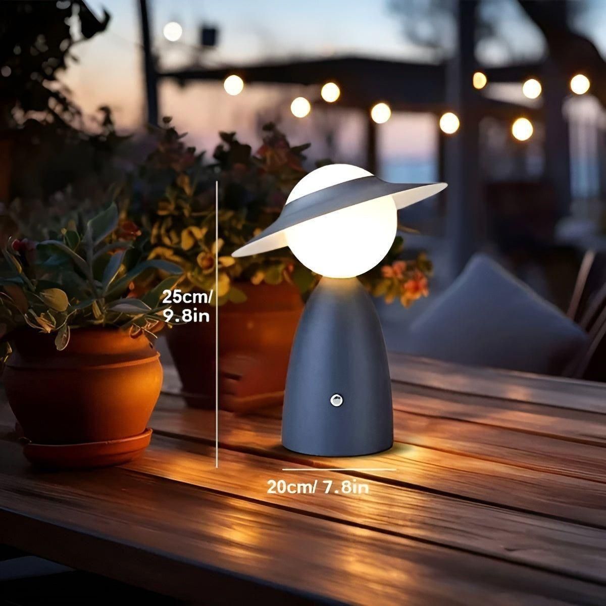 Cordless Metal Table Lamp – Glass Globe, Touch Control 8