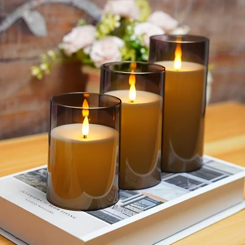 Flameless Glass LED Candles – Remote Control & Timer Set 5