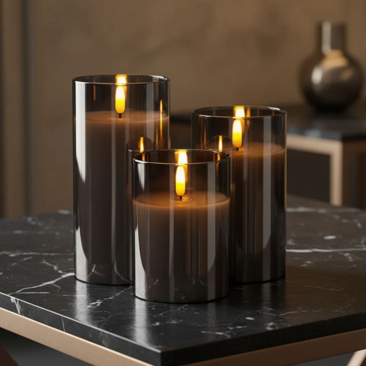 Flameless Glass LED Candles – Remote Control & Timer Set 3