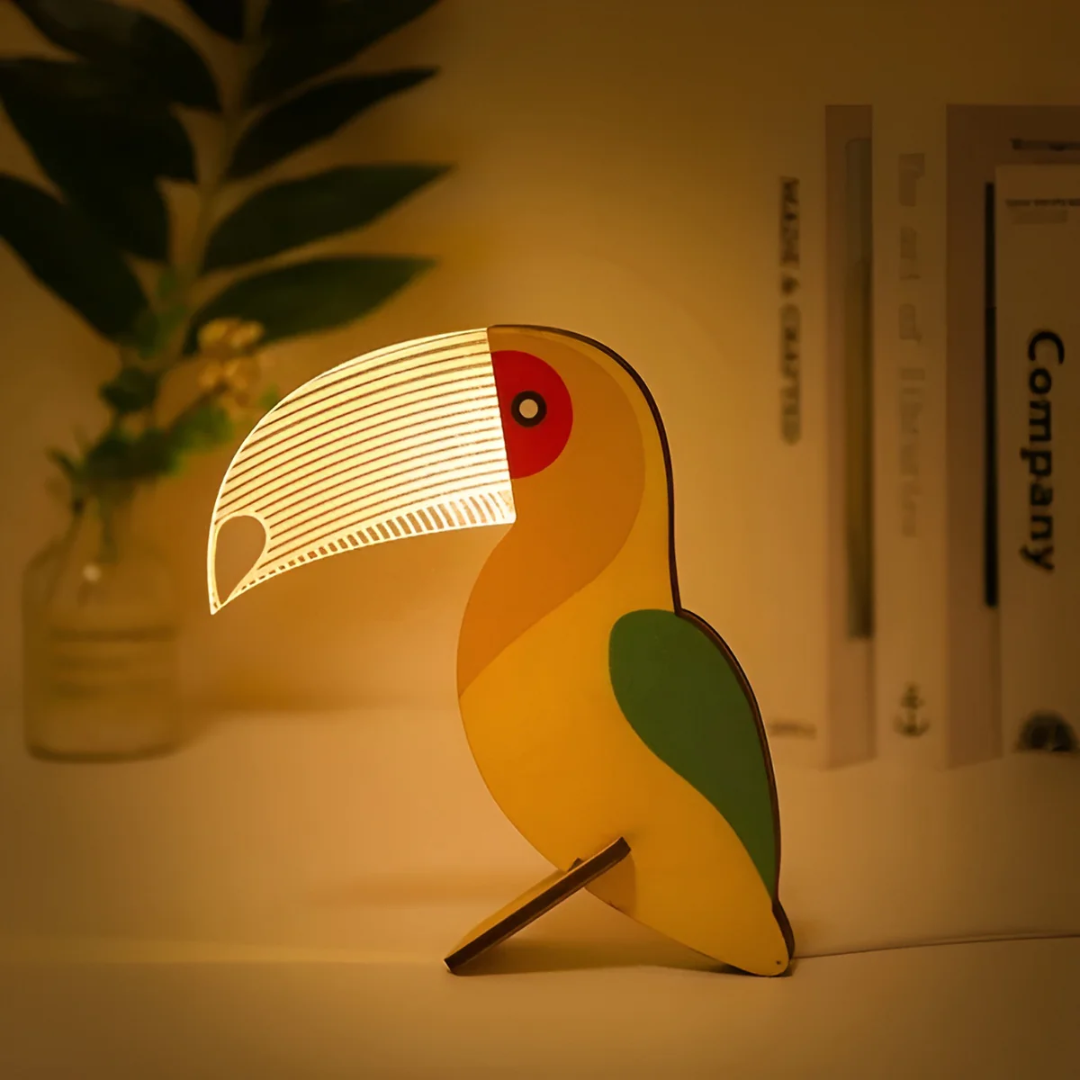 Wooden Animal Table Lamp – Warm White LED, Scandi Style 3