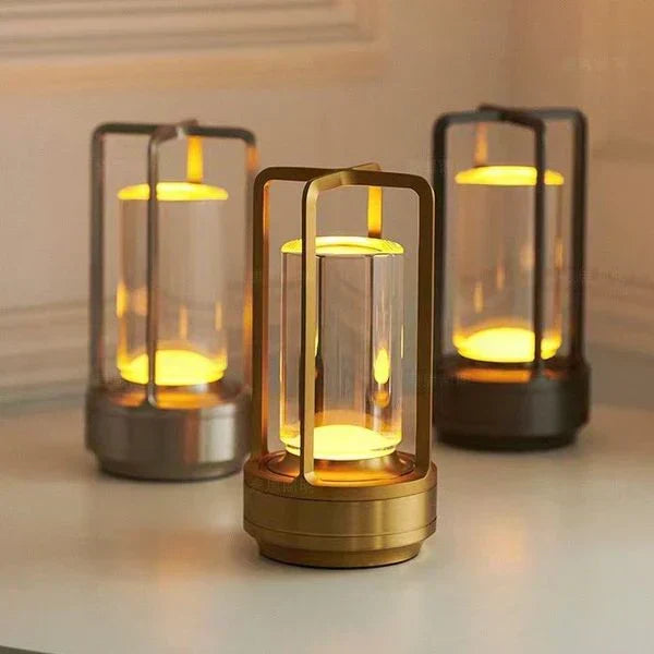 Rechargeable Glass Table Lamp – Touch Dimmer & USB Port 3