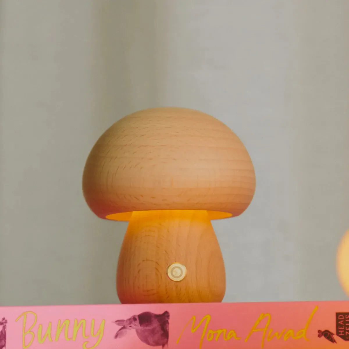 Wooden Mushroom Table Lamp – Rechargeable Touch Dimmer 2