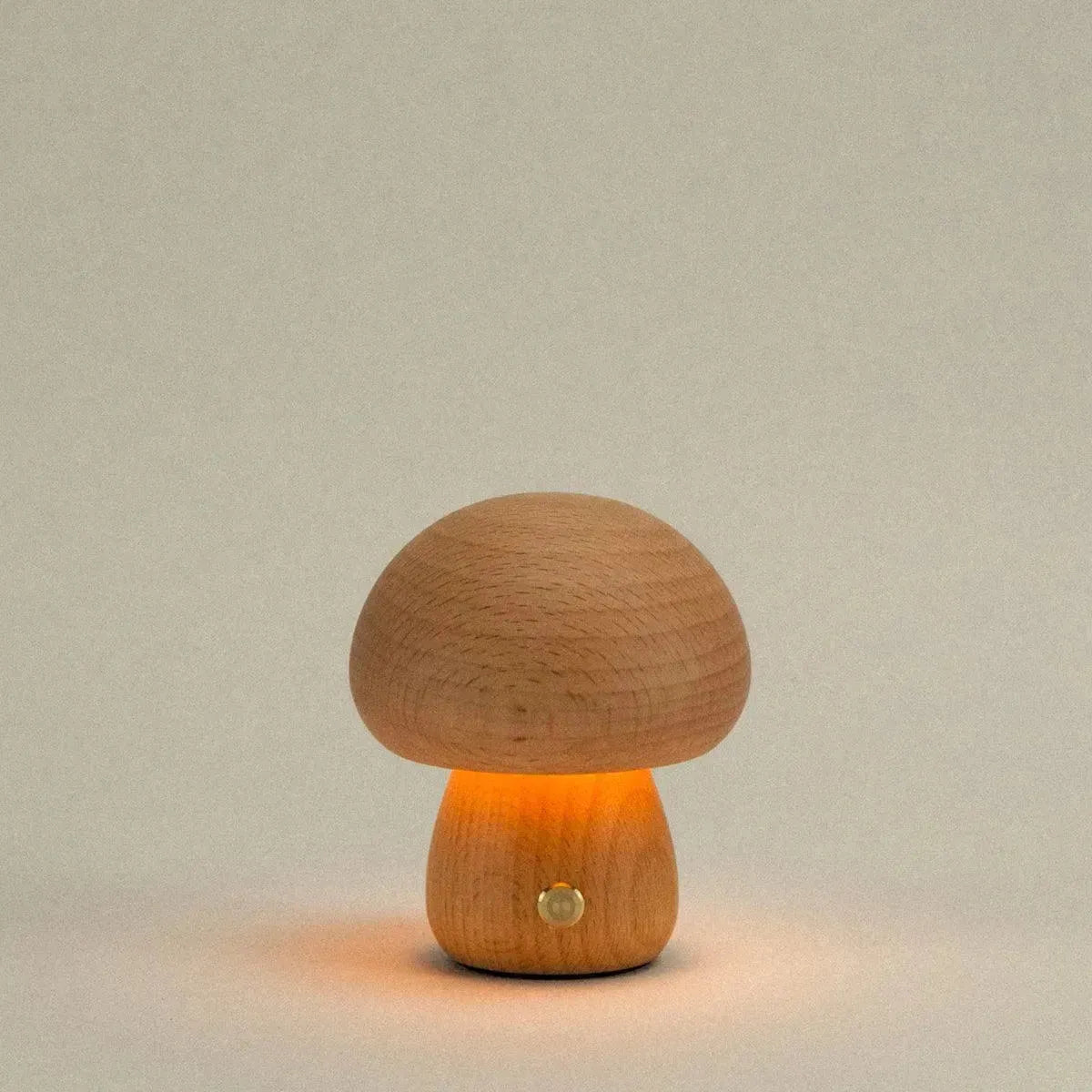 Wooden Mushroom Table Lamp – Rechargeable Touch Dimmer 3