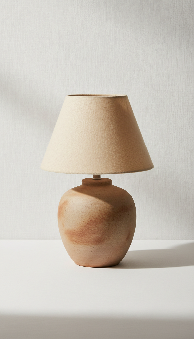 Terracotta Table Lamp With Linen Shade