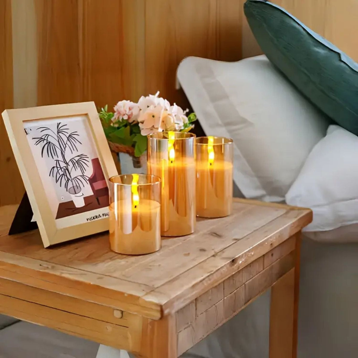 Flameless Glass LED Candles – Remote Control & Timer Set 8