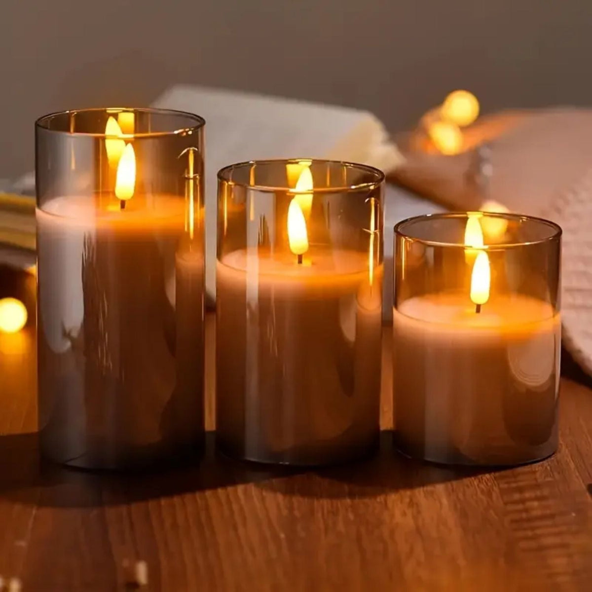 Flameless Glass LED Candles – Remote Control & Timer Set 6