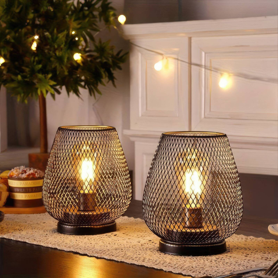 Cordless Metal Mesh Table Lamp – Rechargeable Warm White LED 2