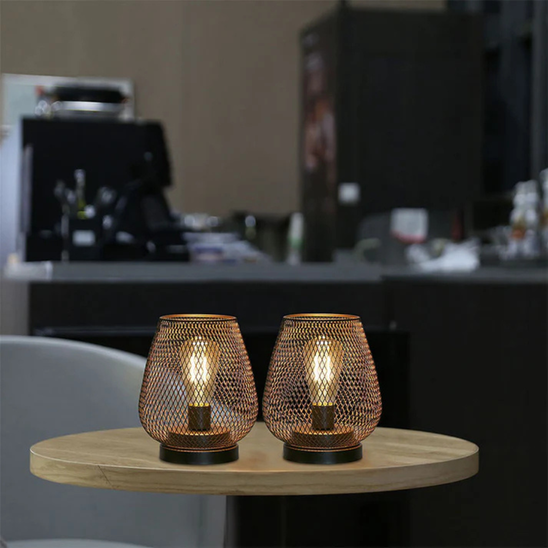 Cordless Metal Mesh Table Lamp – Rechargeable Warm White LED 5