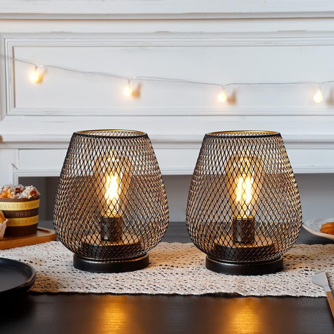 Cordless Metal Mesh Table Lamp – Rechargeable Warm White LED 7