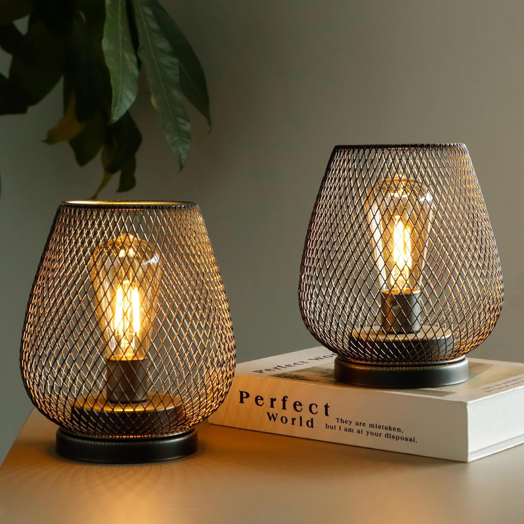 Cordless Metal Mesh Table Lamp – Rechargeable Warm White LED 3