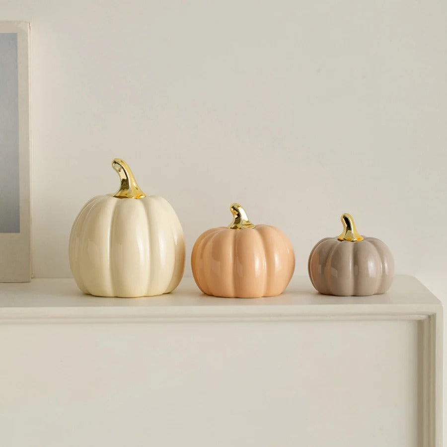 Ceramic Pumpkin Set of 3 – Matte Autumn Decor for Your Home 1