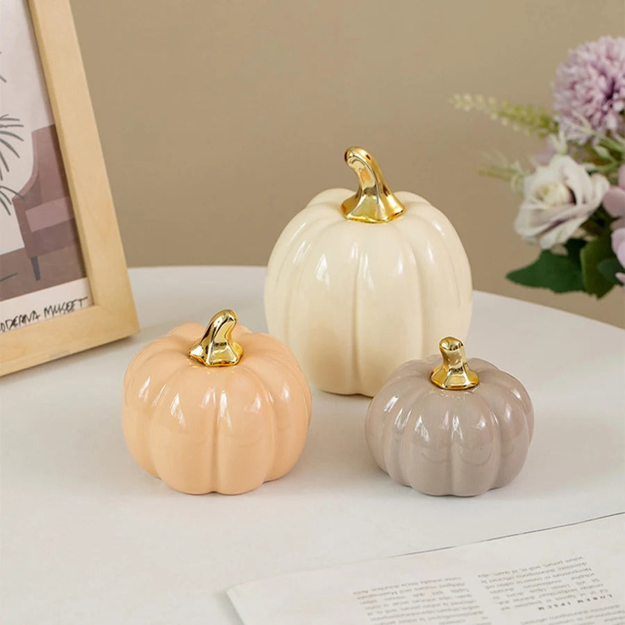 Ceramic Pumpkin Set of 3 – Matte Autumn Decor for Your Home 2