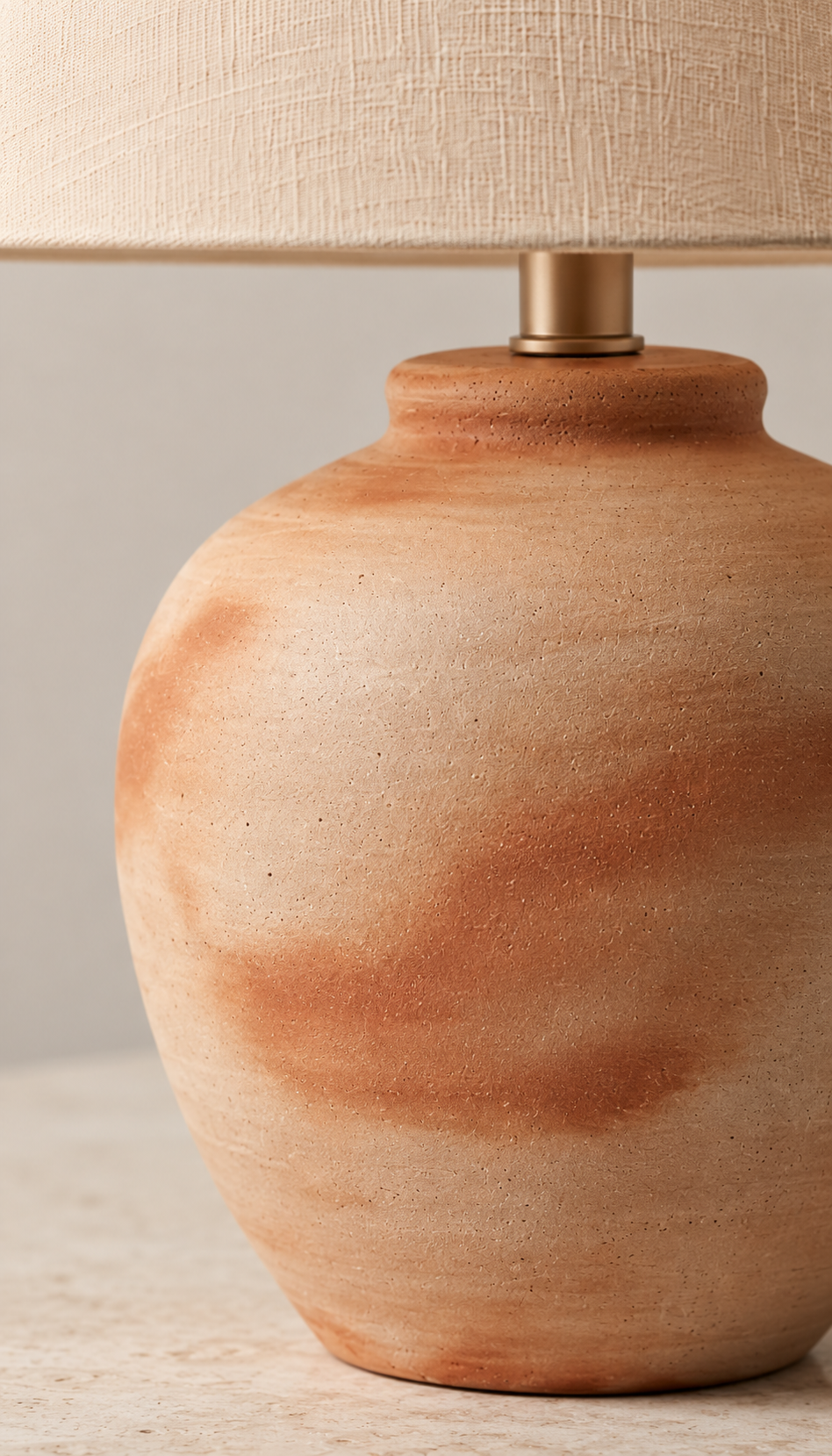 Terracotta Table Lamp With Linen Shade
