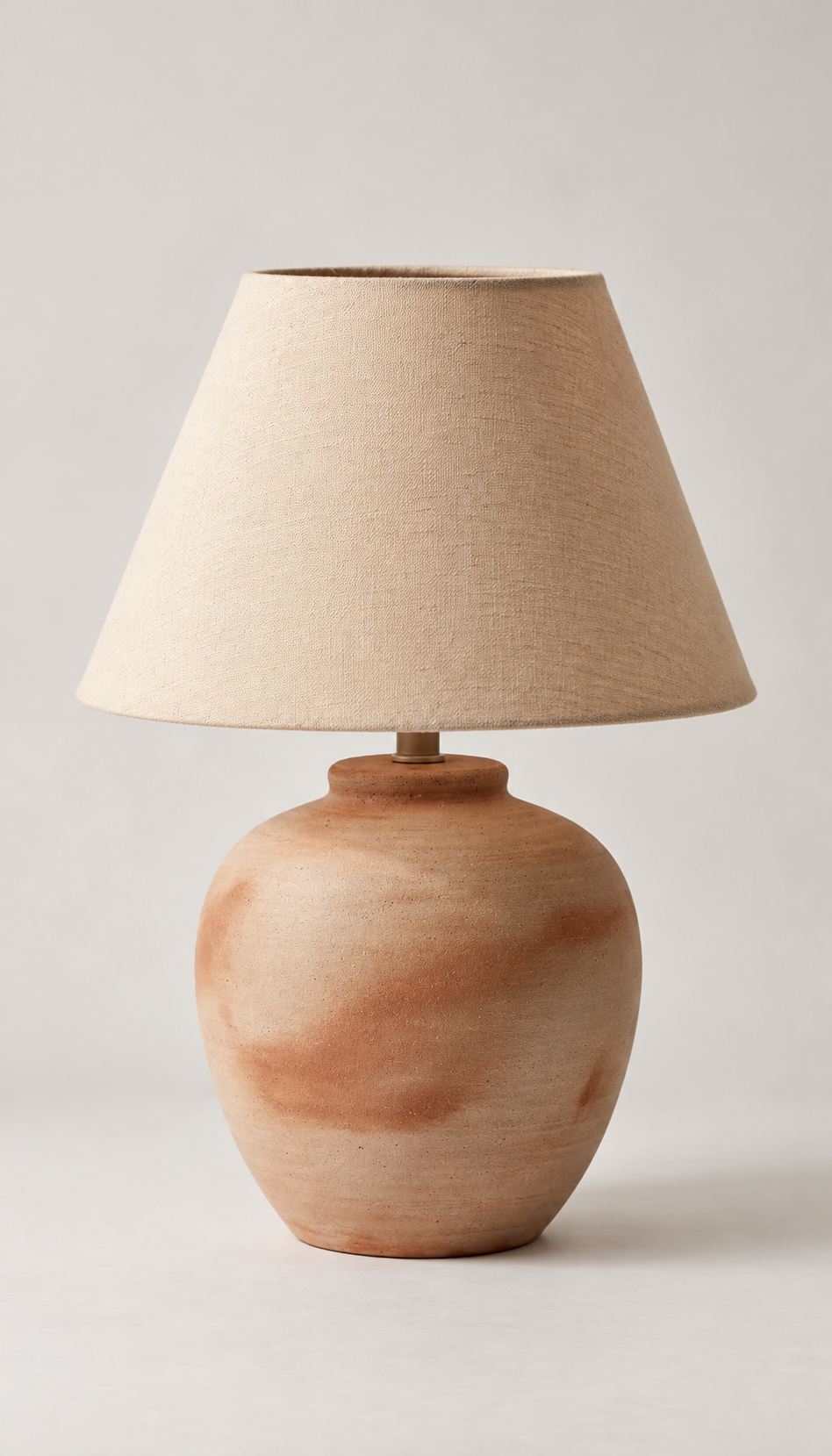 Terracotta Table Lamp With Linen Shade