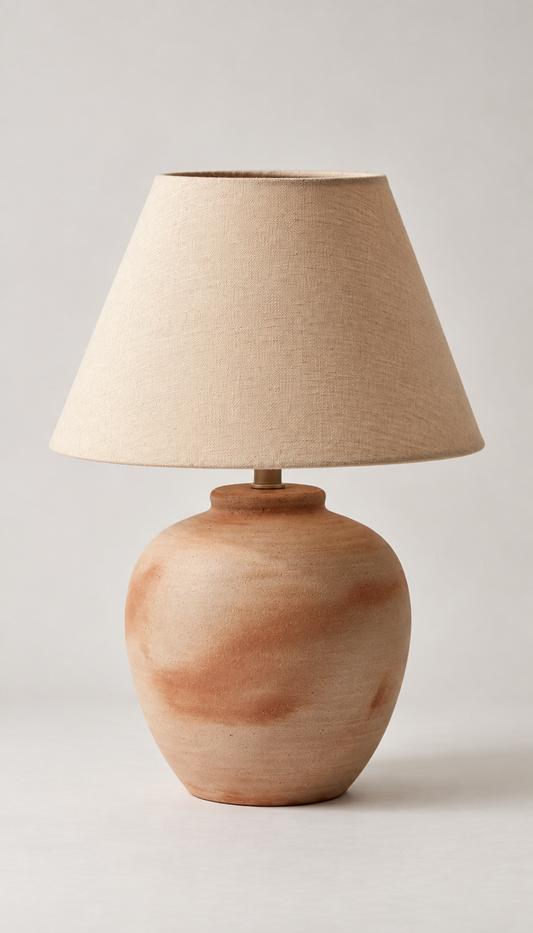 Terracotta Table Lamp With Linen Shade