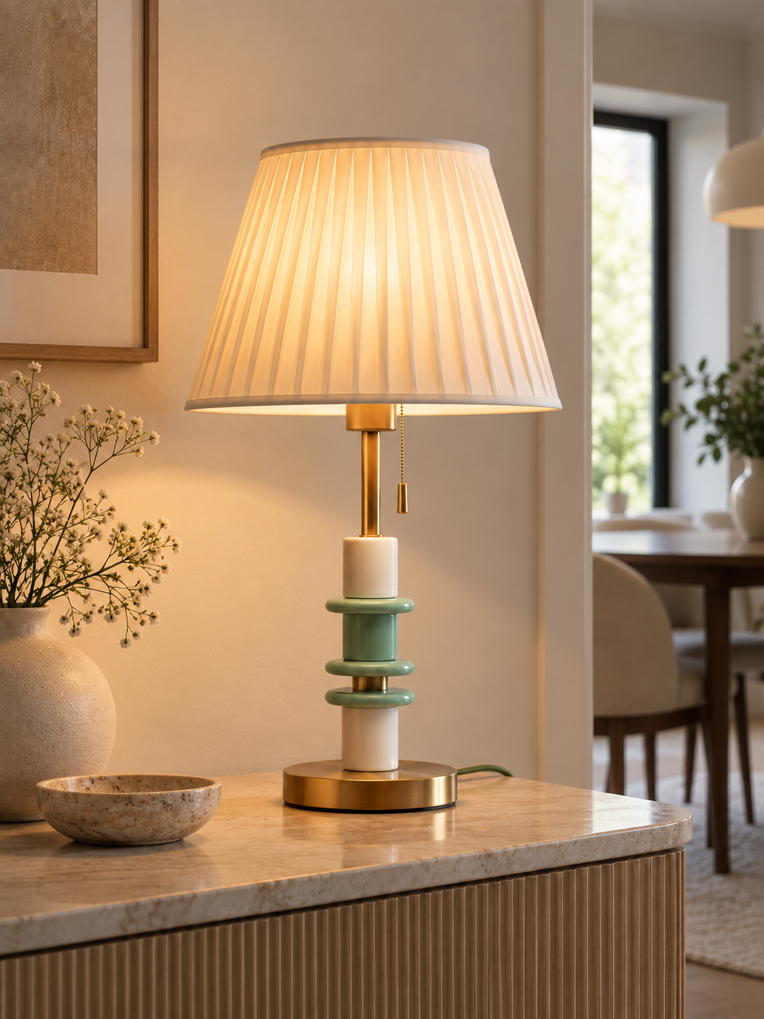 Elegant Customizable Lamp with Mint Green Accents