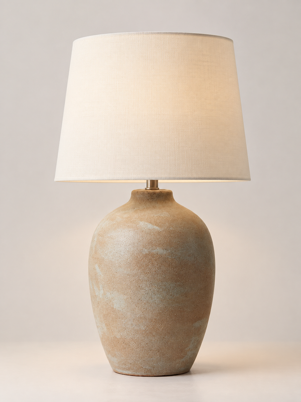Stoneware Table Lamp with Linen Shade