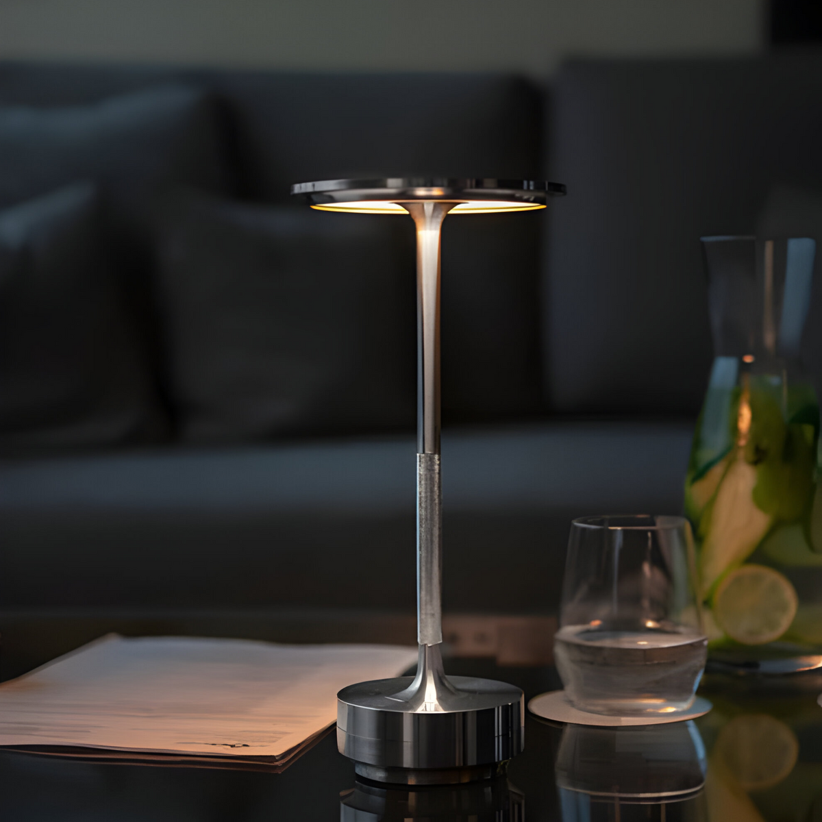 Cordless LED Table Lamp – Rechargeable Metal Touch Dimmer 4