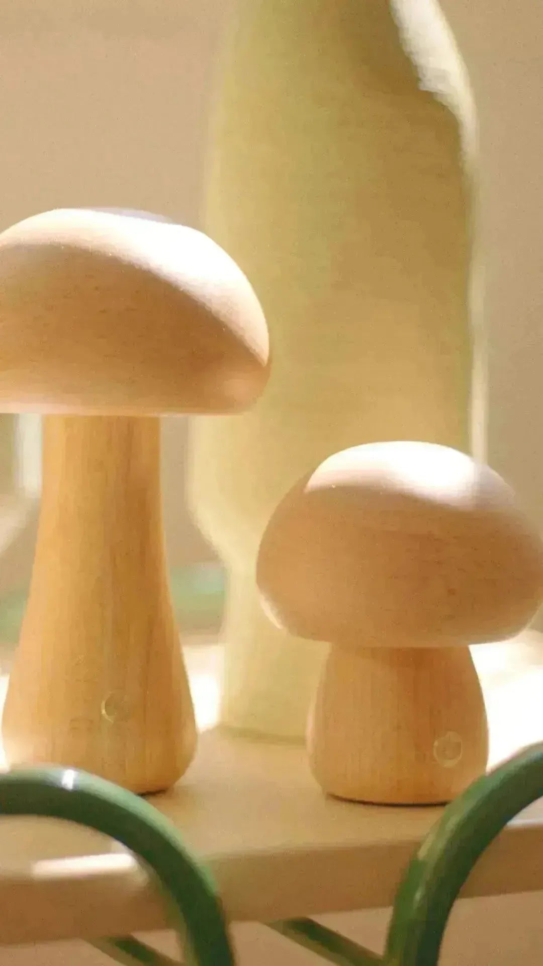 Wooden Mushroom Table Lamp – Rechargeable Touch Dimmer 4