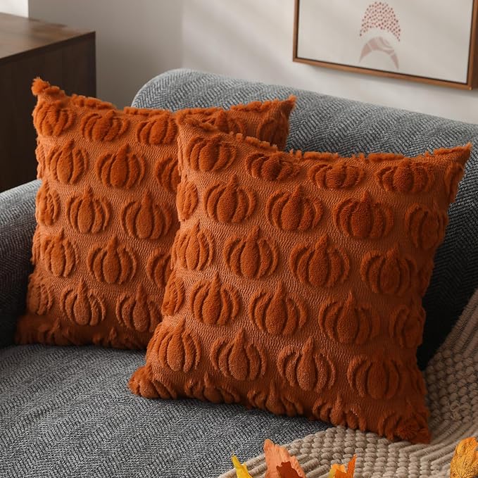 Pumpkin Cushion Covers Set of 2 – Plush Autumn Decor 45x45 1