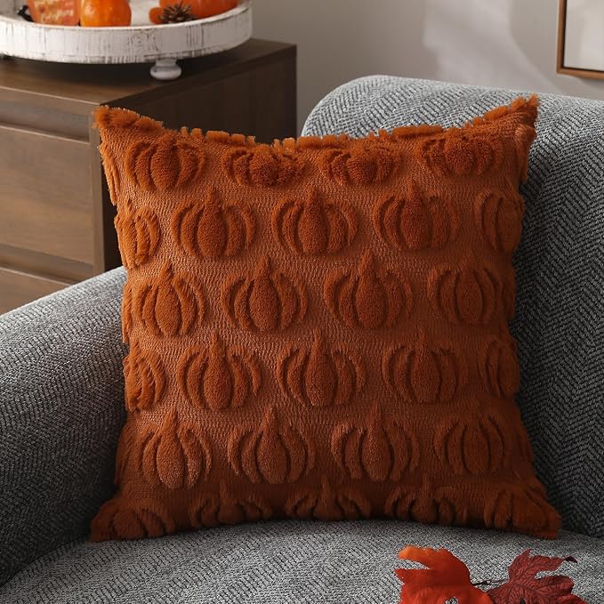 Pumpkin Cushion Covers Set of 2 – Plush Autumn Decor 45x45 2