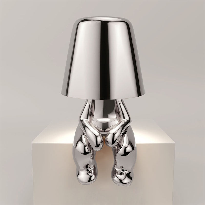 Figure Table Lamp – Sculptural Touch Dimmer, Gold or Silver 9