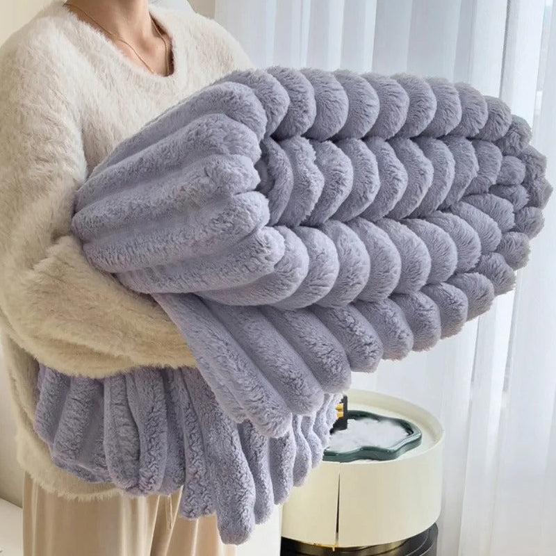 Striped Fleece Throw Blanket – Soft 3D Texture, All Seasons 6