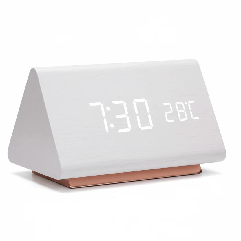Wooden LED Alarm Clock – 3 Alarms, Temperature, Dimmable 3