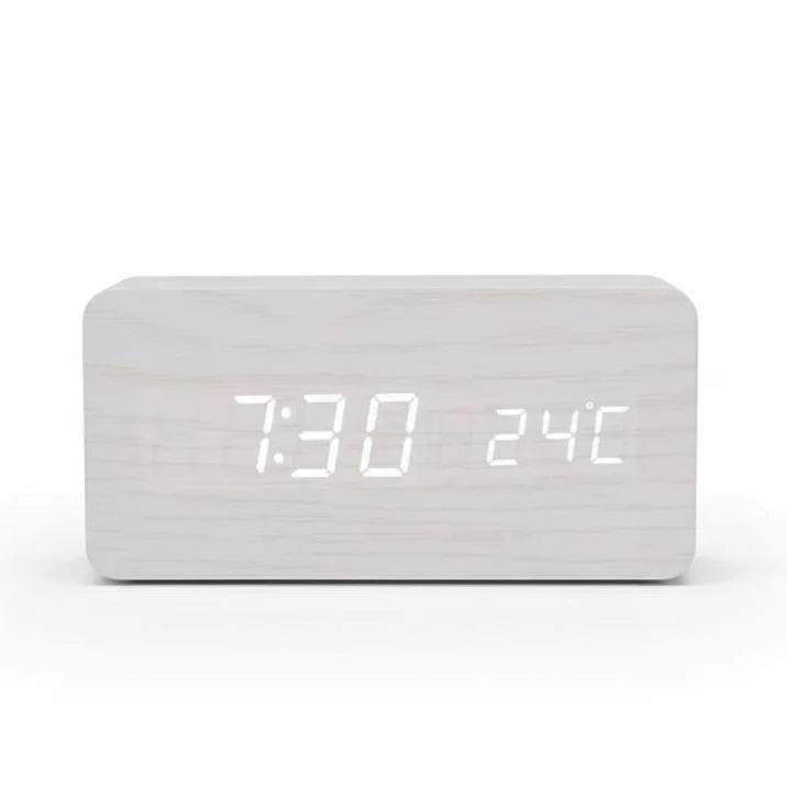 Wooden LED Alarm Clock – 3 Alarms, Temperature, Dimmable 8
