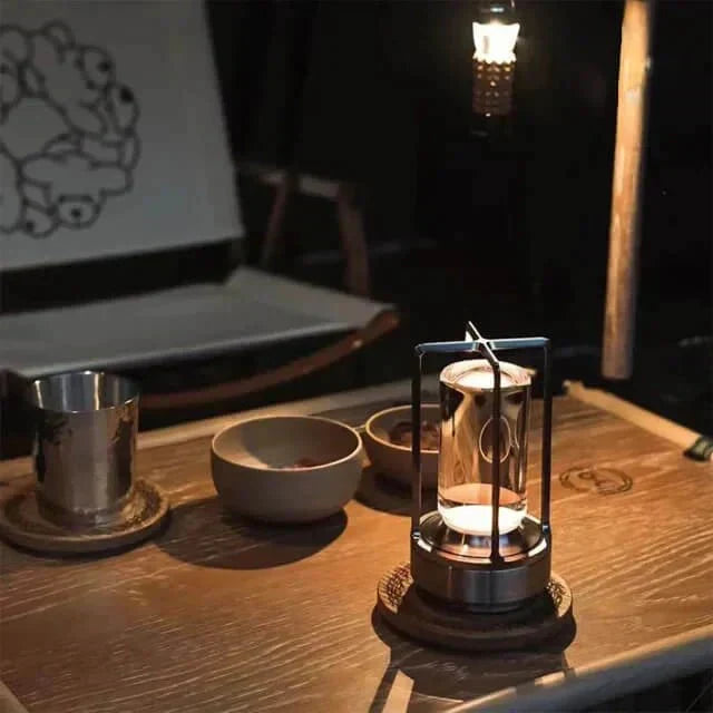 Rechargeable Glass Table Lamp – Touch Dimmer & USB Port 6