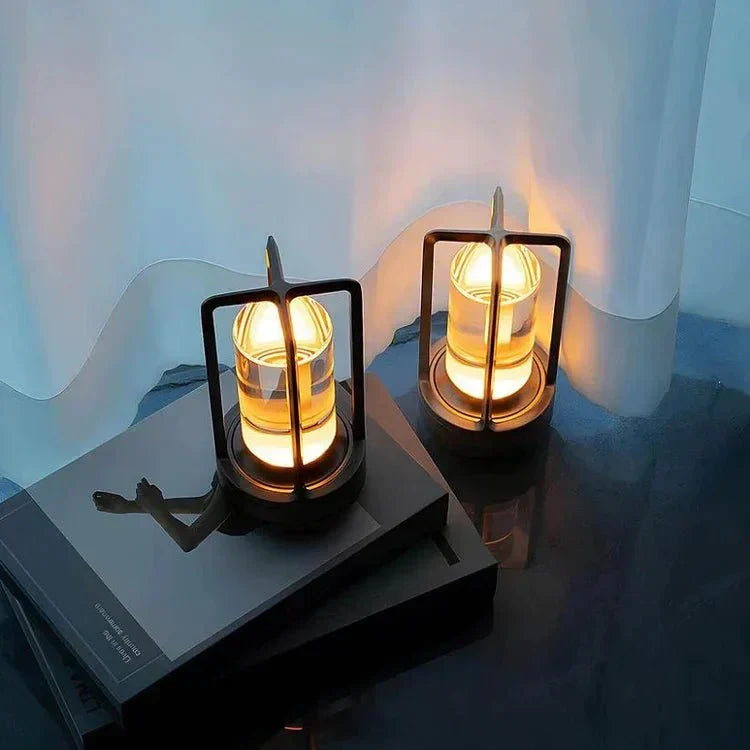 Rechargeable Glass Table Lamp – Touch Dimmer & USB Port 4