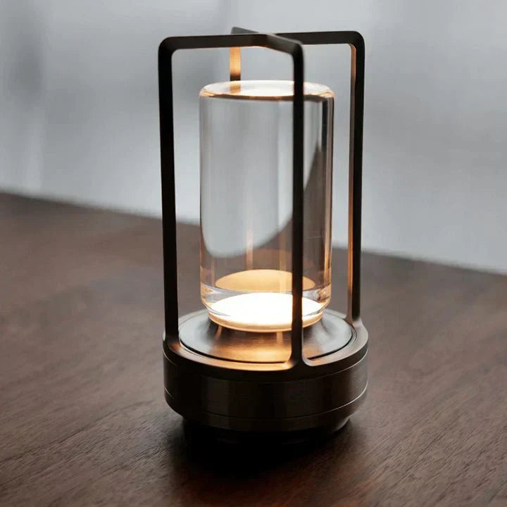 Rechargeable Glass Table Lamp – Touch Dimmer & USB Port 2