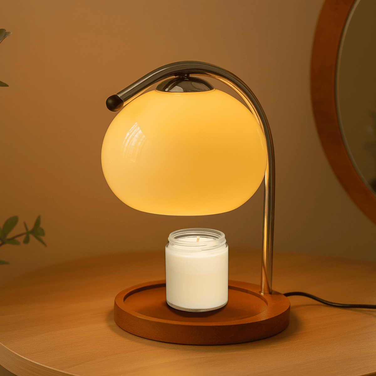 Candle Warmer Lamp Stained Glass Aroma Table Lamp with LED 4