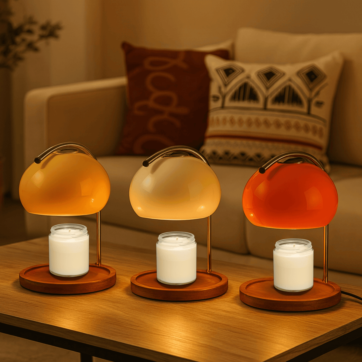Candle Warmer Lamp Stained Glass Aroma Table Lamp with LED 5